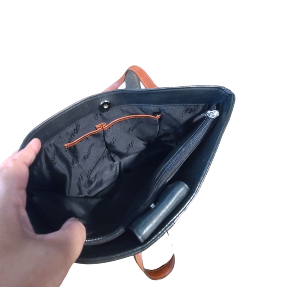 Fossil Leather Hand Bag with Stitch Detail - Picture 10 of 16